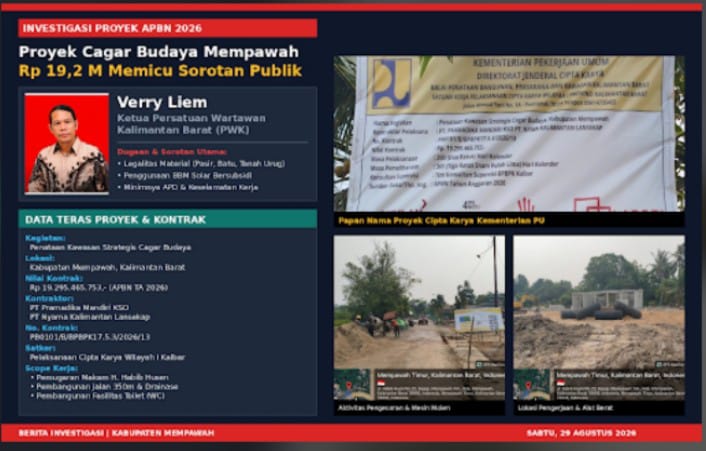 Cagar Budaya di Kabupaten Mempawah, senilai Rp 19,2 miliar yang bersumber dari APBN TA 2026 memicu sorotan publik
